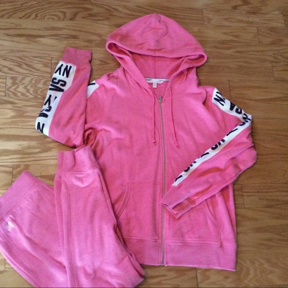 Victoria's Secret Other - Victoria’s Secret Fleece Zip Hoodie & Jogger Coral